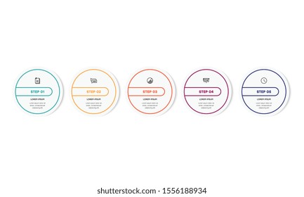 Infographic. Vector Infographic design template with icons and 5 numbers options or steps. Can be used for process diagram, presentations, workflow layout, banner, flow chart, info graph.
