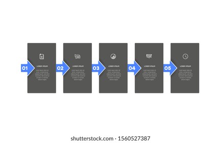 Infographic. Vector Infographic design template with icons and 5 numbers options or steps. Can be used for process diagram, presentations, workflow layout, banner, flow chart, info graph.