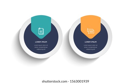 Infographic. Vector Infographic design template with icons and 2 numbers options or steps. Can be used for process diagram, presentations, workflow layout, banner, flow chart, info graph.