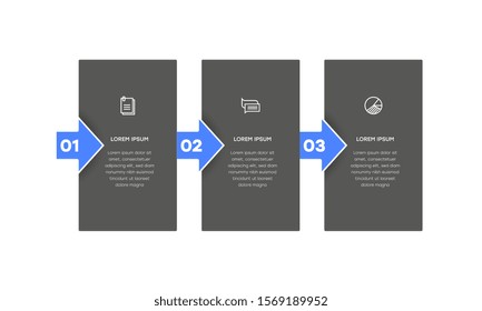 Infographic. Vector Infographic design template with icons and 3 numbers options or steps. Can be used for process diagram, presentations, workflow layout, banner, flow chart, info graph.