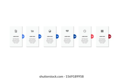 Infographic. Vector Infographic design template with icons and 6 numbers options or steps. Can be used for process diagram, presentations, workflow layout, banner, flow chart, info graph.