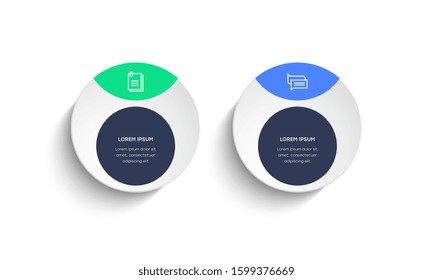Infographic. Vector Infographic design template with icons and 2 numbers options or steps. Can be used for process diagram, presentations, workflow layout, banner, flow chart, info graph.