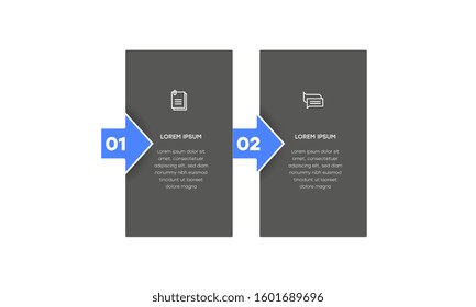 Infographic. Vector Infographic design template with icons and 2 numbers options or steps. Can be used for process diagram, presentations, workflow layout, banner, flow chart, info graph.