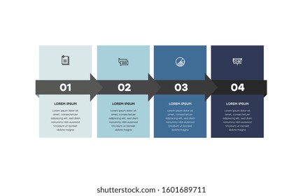 Infographic. Vector Infographic design template with icons and 4 numbers options or steps. Can be used for process diagram, presentations, workflow layout, banner, flow chart, info graph.