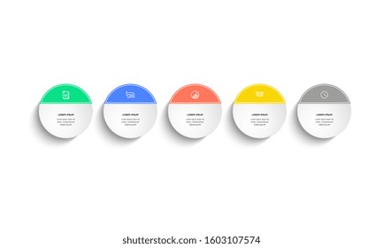 Infographic. Vector Infographic design template with icons and 5 numbers options or steps. Can be used for process diagram, presentations, workflow layout, banner, flow chart, info graph.