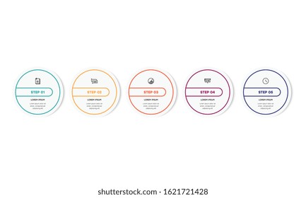 Infographic. Vector Infographic design template with icons and 5 numbers options or steps. Can be used for process diagram, presentations, workflow layout, banner, flow chart, info graph.