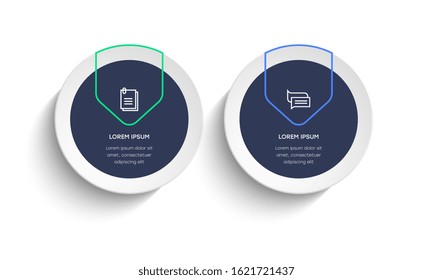 Infographic. Vector Infographic design template with icons and 2 numbers options or steps. Can be used for process diagram, presentations, workflow layout, banner, flow chart, info graph.