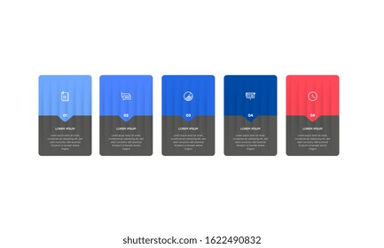 Infographic. Vector Infographic design template with icons and 5 numbers options or steps. Can be used for process diagram, presentations, workflow layout, banner, flow chart, info graph.