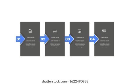 Infographic. Vector Infographic design template with icons and 4 numbers options or steps. Can be used for process diagram, presentations, workflow layout, banner, flow chart, info graph.