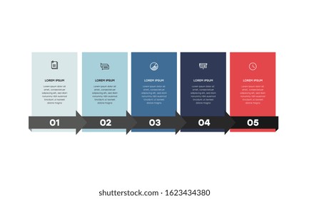 Infographic. Vector Infographic design template with icons and 5 numbers options or steps. Can be used for process diagram, presentations, workflow layout, banner, flow chart, info graph.
