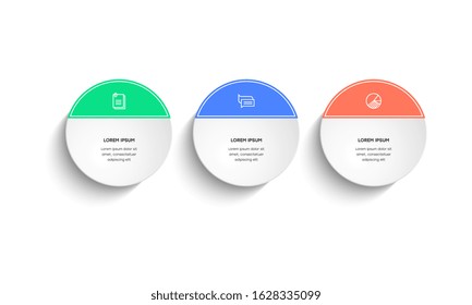 Infographic. Vector Infographic design template with icons and 3 numbers options or steps. Can be used for process diagram, presentations, workflow layout, banner, flow chart, info graph.
