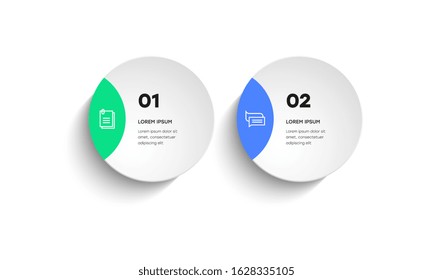 Infographic. Vector Infographic design template with icons and 2 numbers options or steps. Can be used for process diagram, presentations, workflow layout, banner, flow chart, info graph.