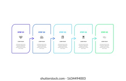Infographic. Vector Infographic design template with icons and 5 numbers options or steps. Can be used for process diagram, presentations, workflow layout, banner, flow chart, info graph.