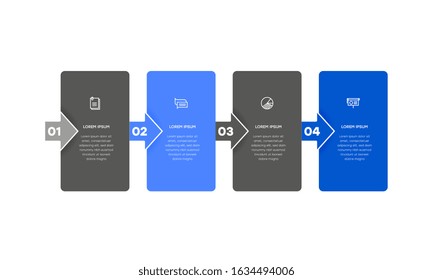 Infographic. Vector Infographic design template with icons and 4 numbers options or steps. Can be used for process diagram, presentations, workflow layout, banner, flow chart, info graph.