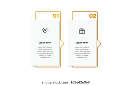 Infographic. Vector Infographic design template with icons and 2 numbers options or steps. Can be used for process diagram, presentations, workflow layout, banner, flow chart, info graph.
