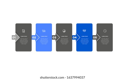 Infographic. Vector Infographic design template with icons and 5 numbers options or steps. Can be used for process diagram, presentations, workflow layout, banner, flow chart, info graph.