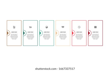 Infographic. Vector Infographic design template with icons and 6 numbers options or steps. Can be used for process diagram, presentations, workflow layout, banner, flow chart, info graph.
