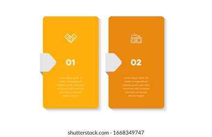 Infographic. Vector Infographic design template with icons and 2 numbers options or steps. Can be used for process diagram, presentations, workflow layout, banner, flow chart, info graph.