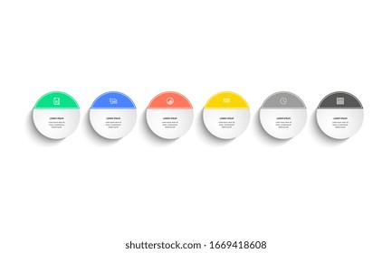 Infographic. Vector Infographic design template with icons and 6 numbers options or steps. Can be used for process diagram, presentations, workflow layout, banner, flow chart, info graph.
