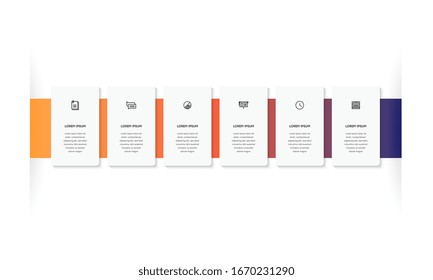Infographic. Vector Infographic design template with icons and 6 numbers options or steps. Can be used for process diagram, presentations, workflow layout, banner, flow chart, info graph.