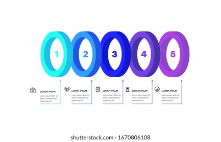 Infographic. Vector Infographic design template with icons and 5 numbers options or steps. Can be used for process diagram, presentations, workflow layout, banner, flow chart, info graph.