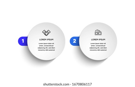  Infografía. Plantilla de diseño de infografía vectorial con iconos y dos opciones de números o pasos.  Se puede utilizar para diagrama de procesos, presentaciones, diseño de flujo de trabajo, banner, diagrama de flujo, gráfico de información.