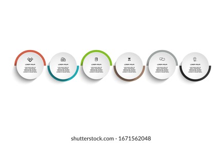 Infographic. Vector Infographic design template with icons and 6 numbers options or steps. Can be used for process diagram, presentations, workflow layout, banner, flow chart, info graph.