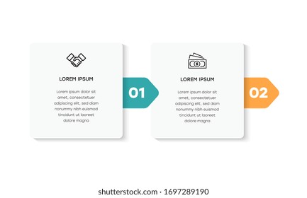 Infographic. Vector Infographic design template with icons and 2 numbers options or steps. Can be used for process diagram, presentations, workflow layout, banner, flow chart, info graph.