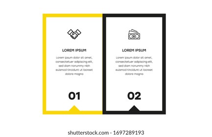 Infographic. Vector Infographic design template with icons and 2 numbers options or steps. Can be used for process diagram, presentations, workflow layout, banner, flow chart, info graph.