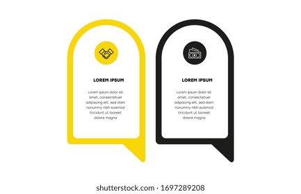 Infographic. Vector Infographic design template with icons and 2 numbers options or steps. Can be used for process diagram, presentations, workflow layout, banner, flow chart, info graph.