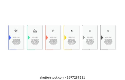 Infographic. Vector Infographic design template with icons and 6 numbers options or steps. Can be used for process diagram, presentations, workflow layout, banner, flow chart, info graph.