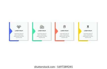Infografía. Plantilla de diseño de infografía vectorial con iconos y 4 opciones de números o pasos. Se puede utilizar para diagrama de procesos, presentaciones, diseño de flujo de trabajo, banner, diagrama de flujo, gráfico de información.