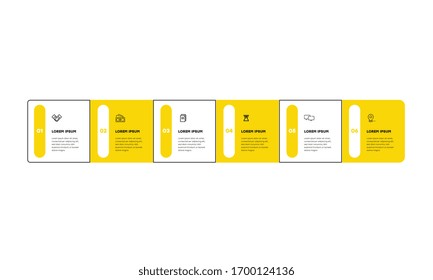 Infographic. Vector Infographic design template with icons and 6 numbers options or steps. Can be used for process diagram, presentations, workflow layout, banner, flow chart, info graph.