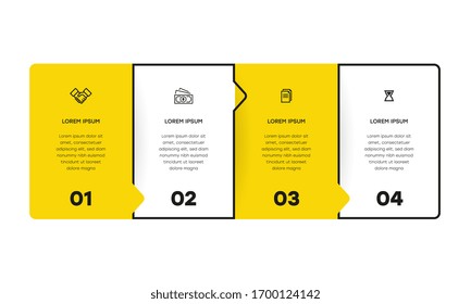 Infografía. Plantilla de diseño de infografía vectorial con iconos y 4 opciones de números o pasos. Se puede utilizar para diagrama de procesos, presentaciones, diseño de flujo de trabajo, banner, diagrama de flujo, gráfico de información.