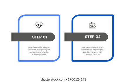 Infographic. Vector Infographic design template with icons and 2 numbers options or steps. Can be used for process diagram, presentations, workflow layout, banner, flow chart, info graph.