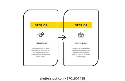 Infographic. Vector Infographic design template with icons and 2 numbers options or steps. Can be used for process diagram, presentations, workflow layout, banner, flow chart, info graph.
