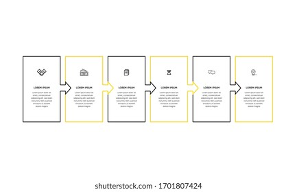Infographic. Vector Infographic design template with icons and 6 numbers options or steps. Can be used for process diagram, presentations, workflow layout, banner, flow chart, info graph.