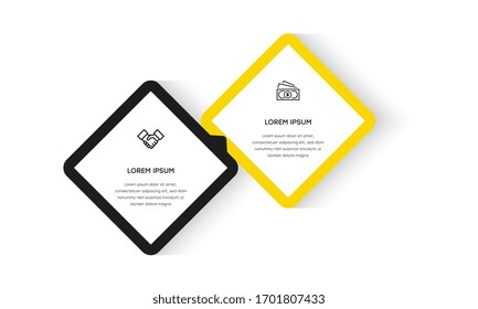 Infographic. Vector Infographic design template with icons and 2 numbers options or steps. Can be used for process diagram, presentations, workflow layout, banner, flow chart, info graph.