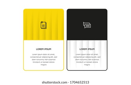 Infografik. Vektorillustration Infografische Design-Vorlage mit Symbolen und 2 Zahlenoptionen oder Schritten. Kann für Prozessdiagramm, Präsentationen, Workflow-Layout, Banner, Flussdiagramm, Infografik verwendet werden.