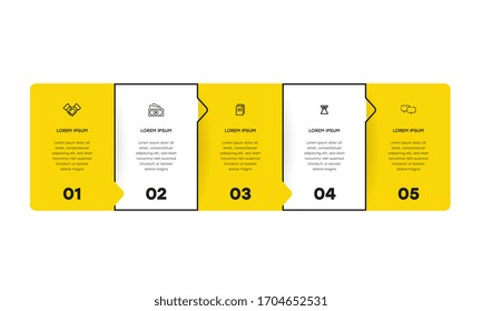   Infografía. Plantilla de diseño de infografía vectorial con iconos y 5 opciones de números o pasos. Se puede utilizar para diagrama de procesos, presentaciones, diseño de flujo de trabajo, banner, diagrama de flujo, gráfico de información.