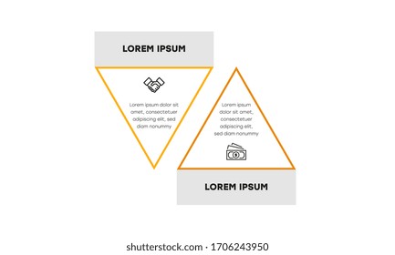 Infographic. Vector Infographic design template with icons and 2 numbers options or steps. Can be used for process diagram, presentations, workflow layout, banner, flow chart, info graph.