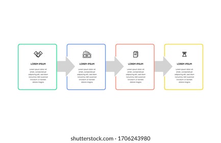 Infographic. Vector Infographic design template with icons and 4 numbers options or steps. Can be used for process diagram, presentations, workflow layout, banner, flow chart, info graph.
