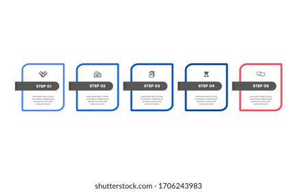 Infographic. Vector Infographic design template with icons and 5 numbers options or steps. Can be used for process diagram, presentations, workflow layout, banner, flow chart, info graph.