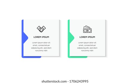 Infographic. Vector Infographic design template with icons and 2 numbers options or steps. Can be used for process diagram, presentations, workflow layout, banner, flow chart, info graph.