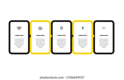 Infographic. Vector Infographic design template with icons and 5 numbers options or steps. Can be used for process diagram, presentations, workflow layout, banner, flow chart, info graph.