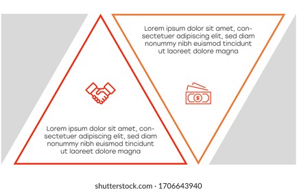   Infografía. Plantilla de diseño de infografía vectorial con iconos y dos opciones de números o pasos. Se puede utilizar para diagrama de procesos, presentaciones, diseño de flujo de trabajo, banner, diagrama de flujo, gráfico de información.