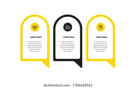   Infografía. Plantilla de diseño de infografía vectorial con iconos y 3 opciones de números o pasos. Se puede utilizar para diagrama de procesos, presentaciones, diseño de flujo de trabajo, banner, diagrama de flujo, gráfico de información.
