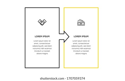 Infographic. Vector Infographic design template with icons and 2 numbers options or steps. Can be used for process diagram, presentations, workflow layout, banner, flow chart, info graph.