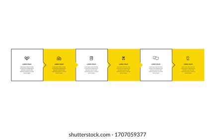 Infographic. Vector Infographic design template with icons and 6 numbers options or steps. Can be used for process diagram, presentations, workflow layout, banner, flow chart, info graph.