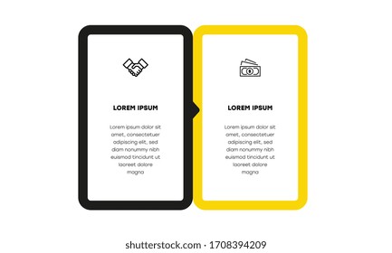 Infographic. Vector Infographic design template with icons and 2 numbers options or steps. Can be used for process diagram, presentations, workflow layout, banner, flow chart, info graph.